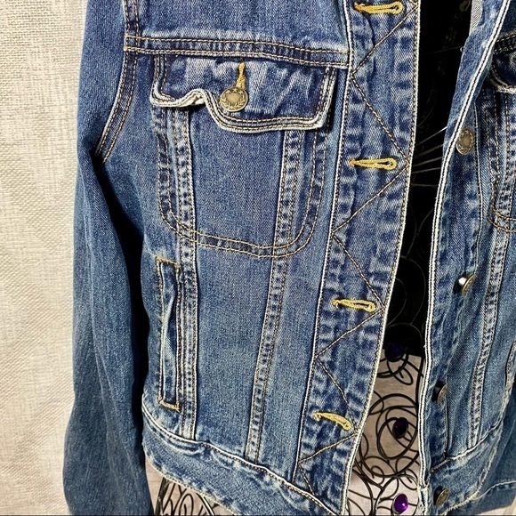 Free People fitted indigo button up denim jacket size S - Picture 5 of 11